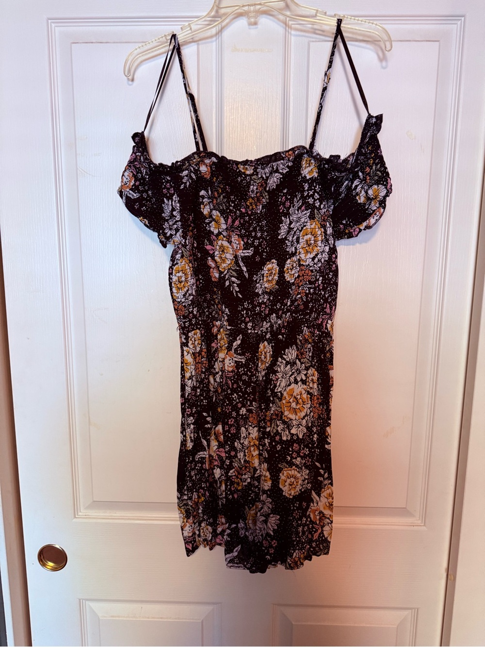 Rue21 Black Floral Off-Shoulder Mini Dress with Yellow & White Flowers